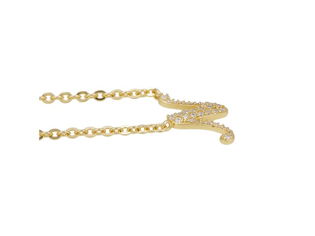 18 karaats goud (verneuil) collier met letter hanger n - afbeelding 4 van  6