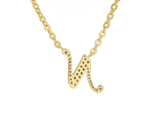 18 karaats goud (verneuil) collier met letter hanger n - afbeelding 5 van  6
