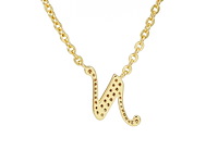 18 karaats goud (verneuil) collier met letter hanger n - afbeelding 5 van  6