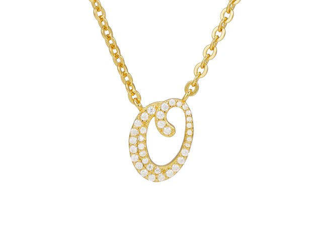 18 karaats goud (verneuil) collier met letter hanger o - afbeelding 1 van  6