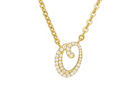 18 karaats goud (verneuil) collier met letter hanger o - afbeelding 1 van  6