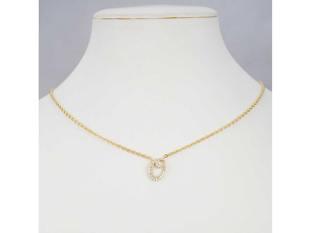 18 karaats goud (verneuil) collier met letter hanger o - afbeelding 2 van  6
