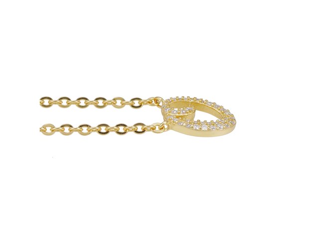 18 karaats goud (verneuil) collier met letter hanger o - afbeelding 4 van  6