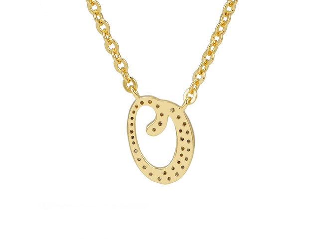 18 karaats goud (verneuil) collier met letter hanger o - afbeelding 5 van  6