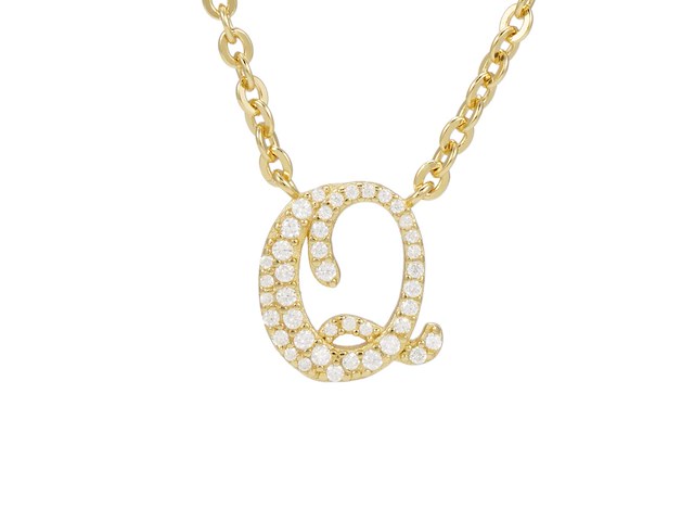 18 karaats goud (verneuil) collier met letter hanger q - afbeelding 1 van  6