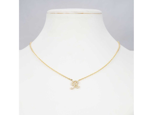 18 karaats goud (verneuil) collier met letter hanger r - afbeelding 2 van  6