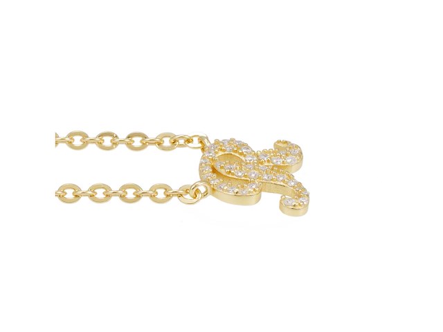18 karaats goud (verneuil) collier met letter hanger r - afbeelding 4 van  6