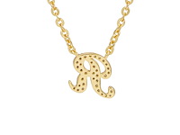 18 karaats goud (verneuil) collier met letter hanger r - afbeelding 5 van  6