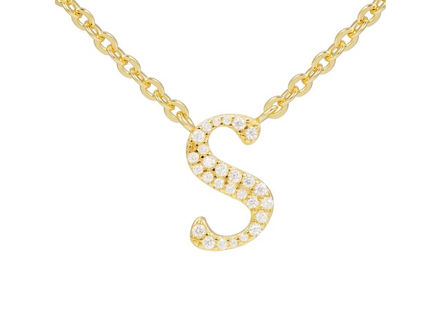 18 karaats goud (verneuil) collier met letter hanger s - afbeelding 1 van  6