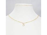 18 karaats goud (verneuil) collier met letter hanger s - afbeelding 2 van  6