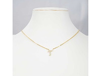 18 karaats goud (verneuil) collier met letter hanger t - afbeelding 2 van  7