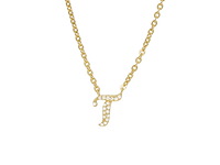 18 karaats goud (verneuil) collier met letter hanger t - afbeelding 4 van  7