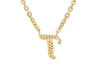 18 karaats goud (verneuil) collier met letter hanger t - afbeelding 5 van  7