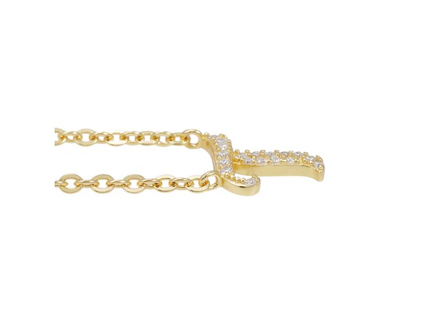 18 karaats goud (verneuil) collier met letter hanger t - afbeelding 6 van  7
