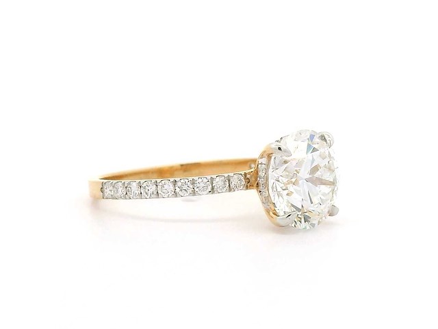 18 krt. geel gouden ring met diamant 3,14 crt. - afbeelding 4 van  10