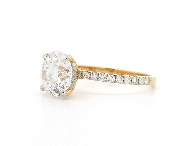 18 krt. geel gouden ring met diamant 3,14 crt. - afbeelding 4 van  10