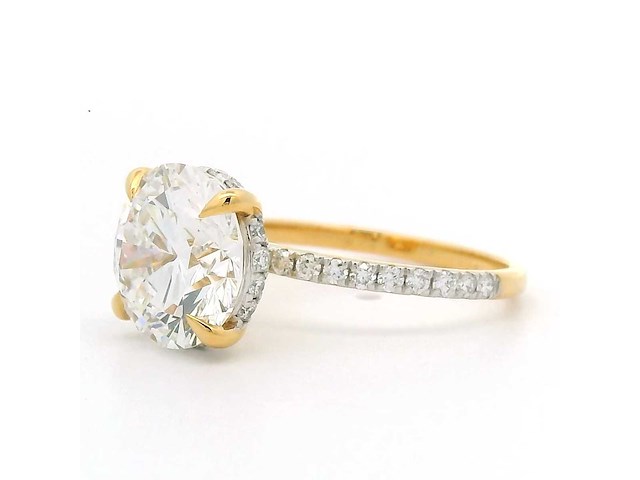 18 krt. geel gouden ring met diamant 4,00 crt. - afbeelding 8 van  12