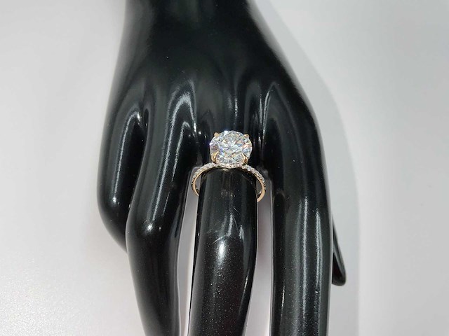 18 krt. geel gouden ring met diamant 4,00 crt. - afbeelding 9 van  12