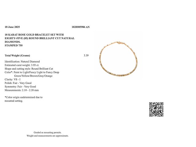 18 krt gouden tennis armband met natuurlijke diamant 3,93 crt - afbeelding 2 van  8