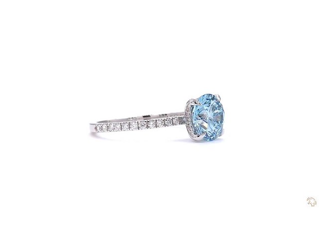 18 krt wit gouden ring met blauw diamant 2,28 crt - afbeelding 4 van  6