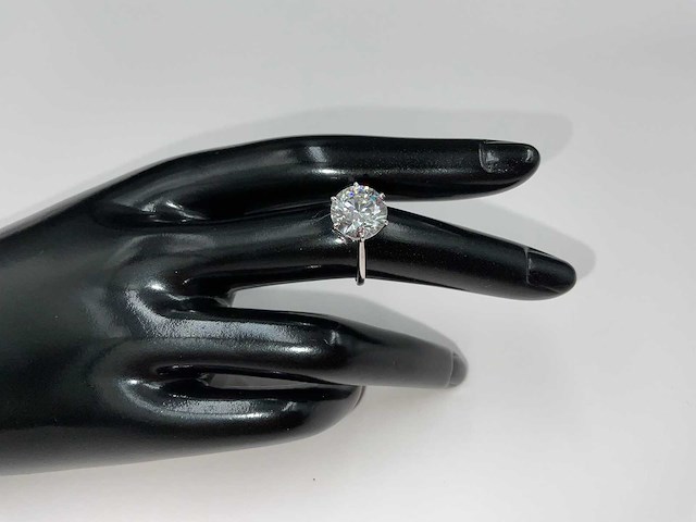 18 krt. wit gouden ring met diamant 4,02 crt. - afbeelding 17 van  18