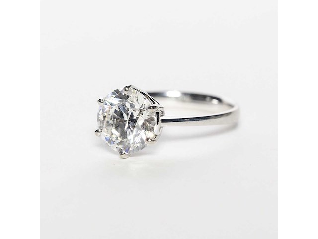 18 krt. wit gouden ring met diamant 4,02 crt. - afbeelding 6 van  18