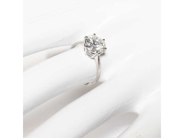 18 krt. wit gouden ring met diamant 4,02 crt. - afbeelding 5 van  18