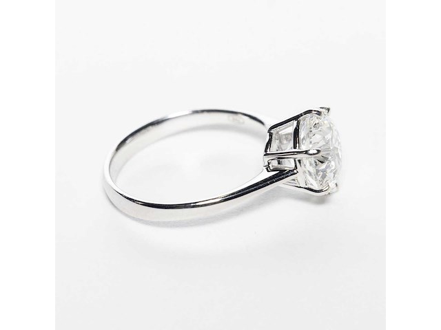 18 krt. wit gouden ring met diamant 4,02 crt. - afbeelding 10 van  18