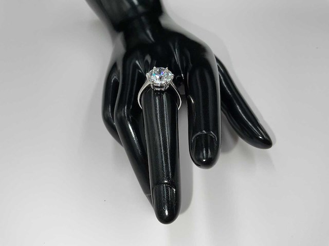 18 krt. wit gouden ring met diamant 4,02 crt. - afbeelding 14 van  18