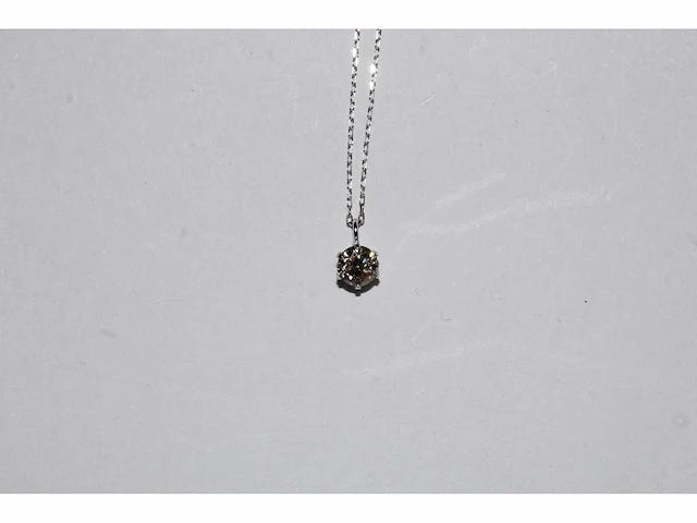 18 kt witgouden ketting met hanger en natuurlijke diamant - afbeelding 2 van  7