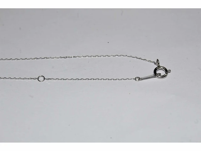 18 kt witgouden ketting met hanger en natuurlijke diamant - afbeelding 5 van  7