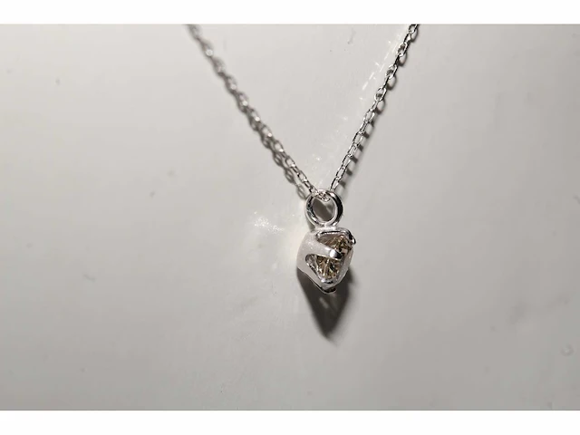 18 kt witgouden ketting met hanger en natuurlijke diamant - afbeelding 7 van  7
