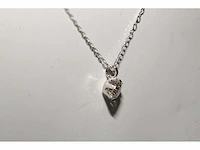 18 kt witgouden ketting met hanger en natuurlijke diamant - afbeelding 7 van  7