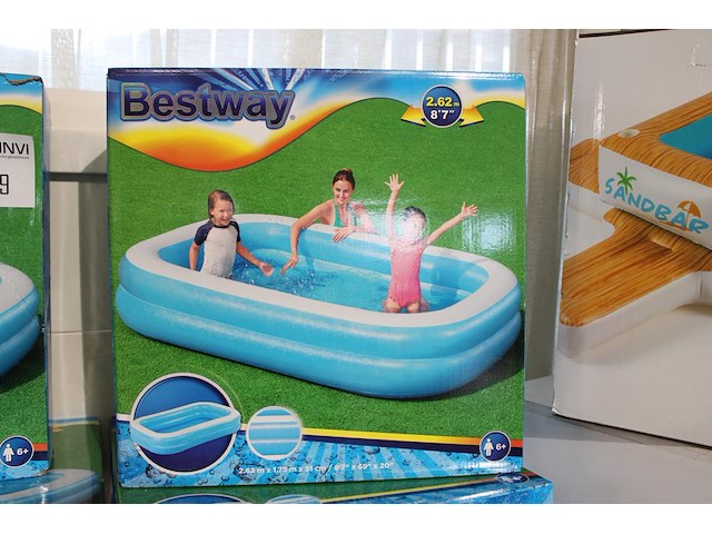 18 opblaasbare zwembaden bestway blauw rechthoekig, 262 cm x 175 cm x 51cm. - afbeelding 2 van  3