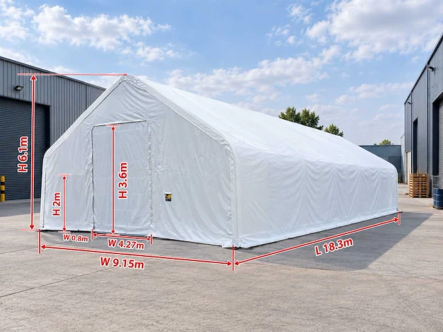 18,3x9,15x6,1 m opslagtent / opslagshelter - afbeelding 2 van  3