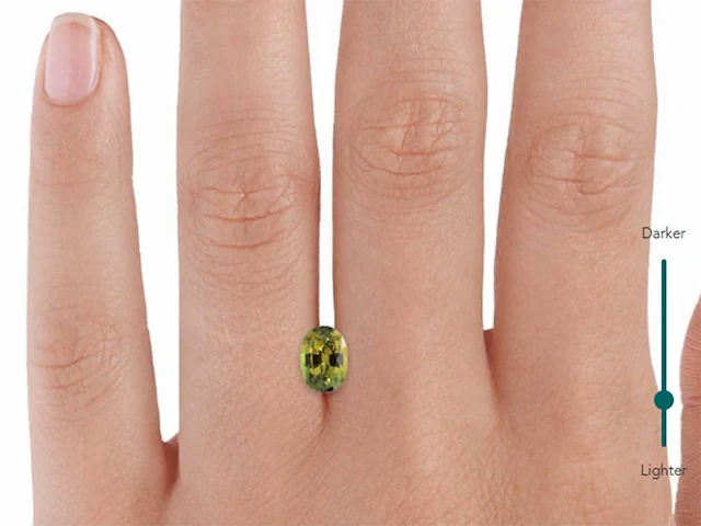 1,89 ct ovaal gesneden lichtgroene topaas – khakigroen - afbeelding 2 van  2