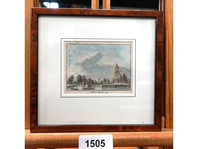 18e-eeuwse kopergravure met de titel "'t dorp kuik 1737" - afbeelding 1 van  5