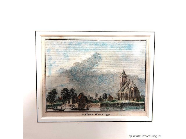 18e-eeuwse kopergravure met de titel "'t dorp kuik 1737" - afbeelding 2 van  5