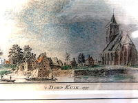 18e-eeuwse kopergravure met de titel "'t dorp kuik 1737" - afbeelding 3 van  5