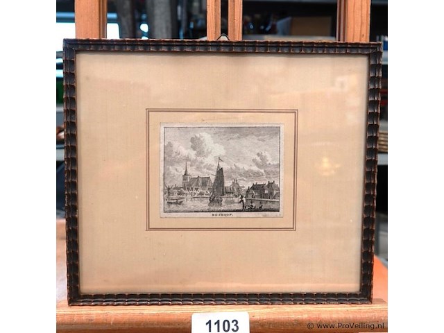 18e-eeuwse kopergravure van het dorp boskoop - afbeelding 1 van  5
