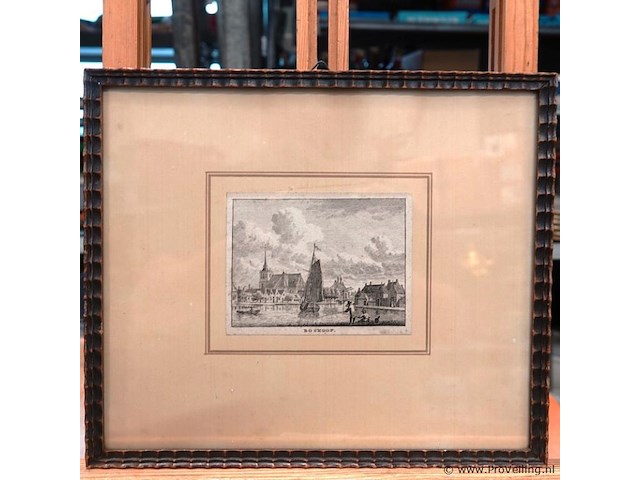 18e-eeuwse kopergravure van het dorp boskoop - afbeelding 2 van  5
