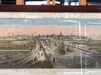 18e-eeuwse "vue d'optique" (perspectiefprent) getiteld "vue de la ville et du canal de middelburgh capitale de la zelande". - afbeelding 2 van  5