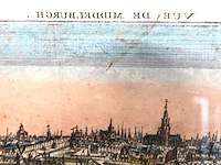 18e-eeuwse "vue d'optique" (perspectiefprent) getiteld "vue de la ville et du canal de middelburgh capitale de la zelande". - afbeelding 4 van  5