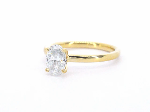 18k geelgouden solitair, ovaal moissaniet 1.00 ct - afbeelding 6 van  10