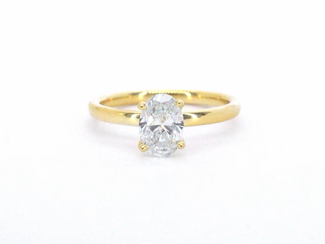 18k geelgouden solitair, ovaal moissaniet 1.00 ct - afbeelding 7 van  10