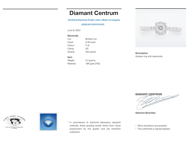 18k witgouden entourage ring, diamanten 0.80 ct - afbeelding 6 van  6