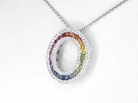 18k witgouden hanger, diamant 0.55 ct en saffier 1.00 ct - afbeelding 3 van  6