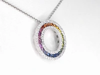 18k witgouden hanger, diamant 0.55 ct en saffier 1.00 ct - afbeelding 4 van  6