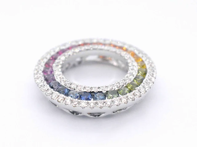 18k witgouden hanger, diamant 0.55 ct en saffier 1.00 ct - afbeelding 5 van  6