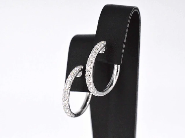 18k witgouden oorhangers, 26 diamanten 0.60 ct - afbeelding 6 van  9